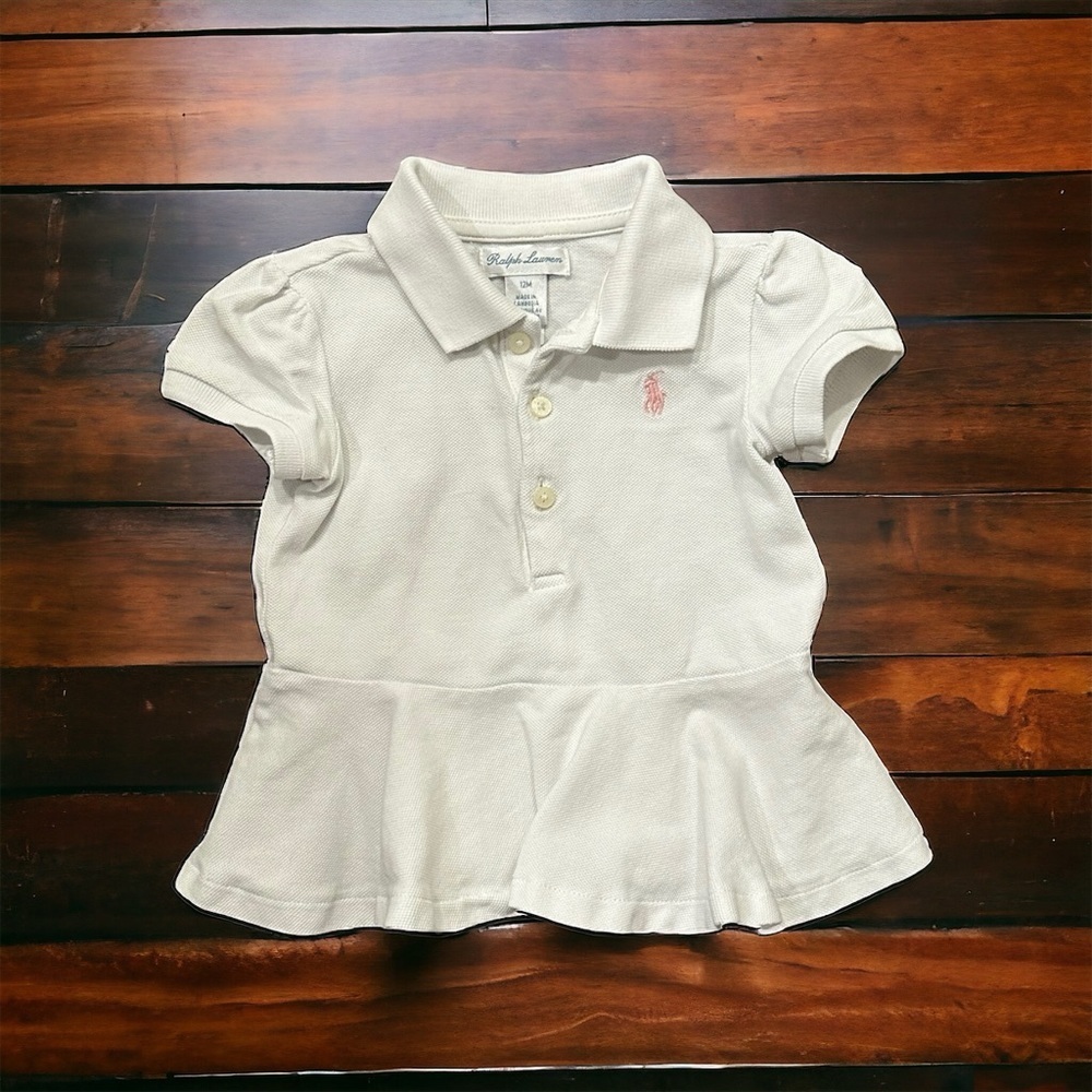Ralph Lauren Baby Girls Cotton Peplum Polo, 12MO